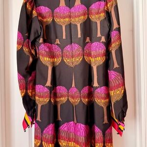TIGI Long Sleeve Dress with Vibrant Tree Pattern
